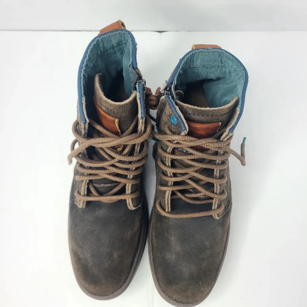 Satorisan Hida Spitfie Brown Suede Ankle Boots 44 10.5 Rustic Grunge Side Zip